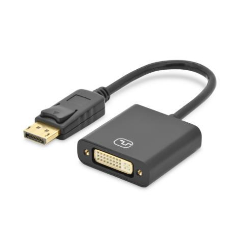 Kabel ASM AK-340401-001-S ASSMANN Kabel Displayport 1.1a z zatrzaskiem Typ DP/DVI-I(24+5) M/Ż czarny 0,15m