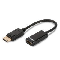 Kabel ASM AK-340400-001-S ASSMANN Kabel adapter Displayport1.1a z zatrzaskiem Typ DP/HDMI AM/Żczarny 0,15m