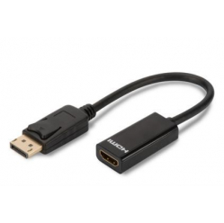 Kabel ASM AK-340400-001-S ASSMANN Kabel adapter Displayport1.1a z zatrzaskiem Typ DP/HDMI AM/Żczarny 0,15m