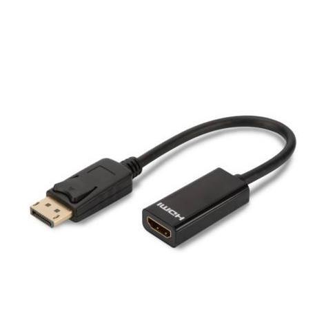 Kabel ASM AK-340400-001-S ASSMANN Kabel adapter Displayport1.1a z zatrzaskiem Typ DP/HDMI AM/Żczarny 0,15m