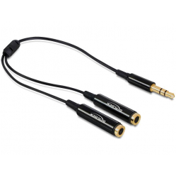 Kabel Delock Jack Stereo Mini 3.5mm M 3-PIN -> 2x Jack F 25cm Black