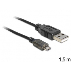 Kabel Delock USB micro AM-MBM5P 2.0 z wskaźnikiem ładowania LED, 1.5M