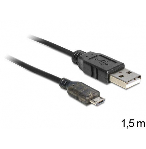 Kabel Delock USB micro AM-MBM5P 2.0 z wskaźnikiem ładowania LED, 1.5M