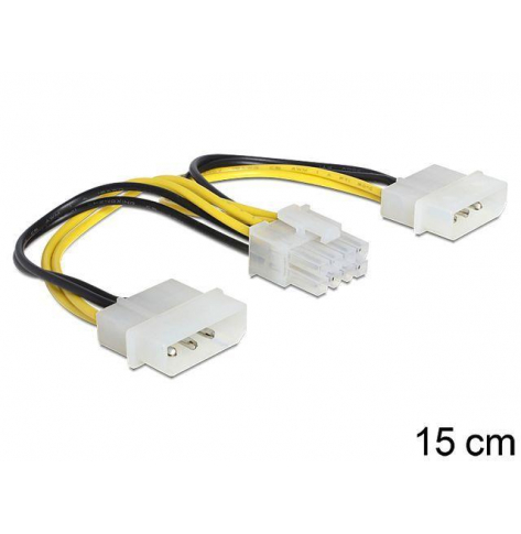 Kabel Delock zasilający wewnętrzny EPS 8PIN -> 2x Molex, 15 cm