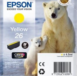 Tusz Epson C13T26144012 T2614 yellow Claria 4,5 ml XP-600/700/800