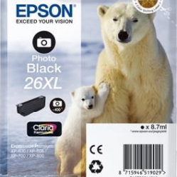 Tusz Epson C13T26314012 T2631 XL photo black Claria 8,7 ml XP-600/700/800