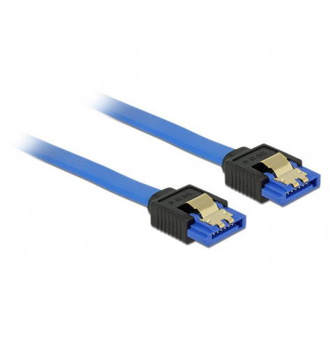 DELOCK 84977 Delock kabel SATA 6 Gb/s prosty/prosty, 20cm, niebieski, złote zatrzaski