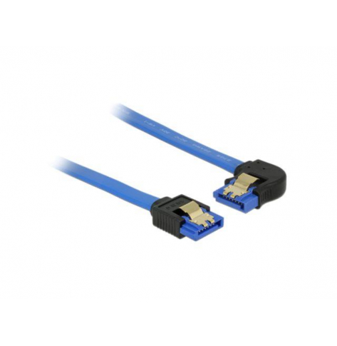 DELOCK 84983 Delock kabel SATA 6 Gb/s prosto/kątowy lewo metal.zatrzaski 20cm niebieski