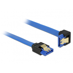 DELOCK 85089 Delock kabel SATA 6 Gb/s kątowy prosto/dół metal. zatrzaski 20cm niebieski