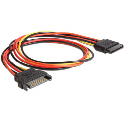 Kabel DELOCK 60132 Delock przedłużacz kabla zasilającego SATA 15 Pin męski>SATA 15 Pin żeński 50 cm