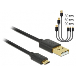 Kabel DELOCK 83680 danych i szybkiego ładowania USB 2.0 (AM)>Micro(BM) zestaw 3 części