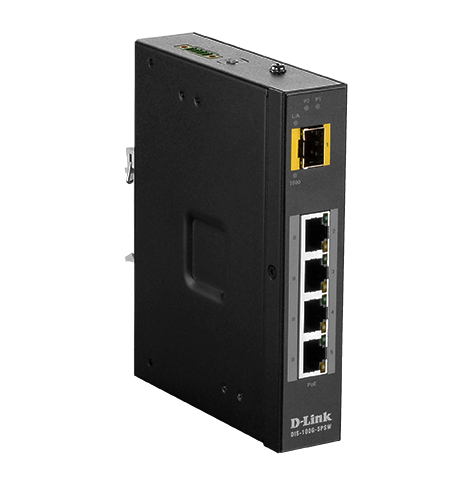 Switch sieciowy niezarządzalny D-Link DIS-100G-5PSW 4 porty 10/100/1000Base (4 PoE) 1 port 100/1000BaseSFP