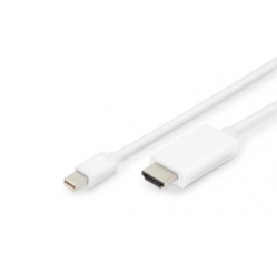 Kabel ASM AK-340304-010-W Kabel Displayport 1.2 4K 60Hz UHD Typ miniDP/HDMI A M/M biały 1m