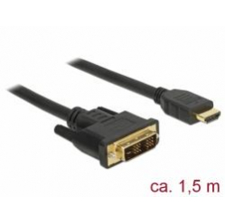 Kabel DELOCK DVI(M) - HDMI(M) 5,0m, czarny