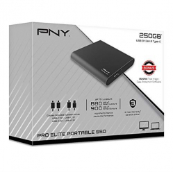 Dysk zewnętrzny PNY Pro Elite 250GB 880/900 MB/s USB 3.1 Gen 2 Type-C