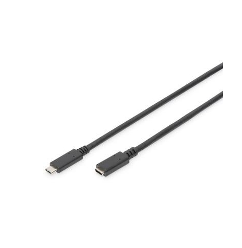 Kabel DIGITUS USB 3.1 Gen.2 SuperSpeed+ 10Gbps Typ C M/Ż PD, czarny, 1m