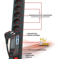 Listwa zasilająca  HSKDATA W0075 Acar 504WF czarna 5m