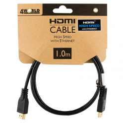 4WORLD 08603 4World Kabel HDMI - HDMI, High Speed z Ethernet (v1.4), 3D, HQ, BLK, 1m