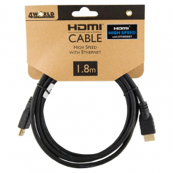 4WORLD 08604 4World Kabel HDMI - HDMI, High Speed z Ethernet (v1.4), 3D, HQ, BLK, 1.8m