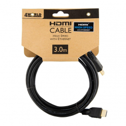 4WORLD 08605 4World Kabel HDMI - HDMI, High Speed z Ethernet (v1.4), 3D, HQ, BLK, 3m