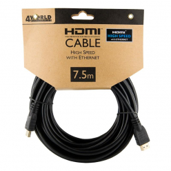 4WORLD 08607 4World Kabel HDMI - HDMI, High Speed z Ethernet (v1.4), 3D, HQ, BLK, 7.5m