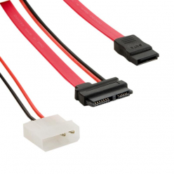4WORLD 08521 4World Kabel HDD SATA 3 13pin Slimline SATA (F) - 7pin SATA (F) & LP4 30cm