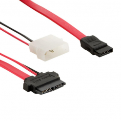4WORLD 08524 4World Kabel HDD SATA 2 13pin SATA Slimline (F) - 7pin SATA (F) & LP4 50cm