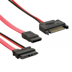 4WORLD 08525 4World Kabel HDD SATA 3 13pin Slimline (F) - 7pin SATA (F) & 15pin SATA (M)