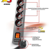 Listwa zasilająca  HSKDATA W0205 Acar X5S  czarna  5m  schuko