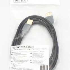 DIGITUS DK-300207-018-D DIGITUS Kabel przedłużający USB 2.0 HighSpeed Typ USB A/USB A M/Ż czarny 1,8m