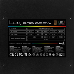 Zasilacz AEROCOOL LUX 650W RGB Zasilacz ATX 80 PLUS BRONZE