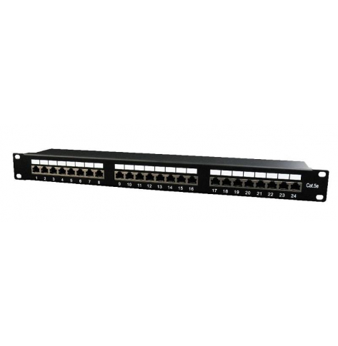 GEMBIRD NPP-C524-002 Gembird Patchpanel FTP 19 24P/1U kat.5e z półką do organizacji kabli, czarny