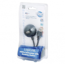 Kabel LOGILINK CU0013B LOGILINK - Kabel przedłużacz USB 2.0 ze stacją dokującą