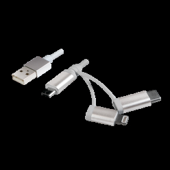 LOGILINK CU0126 LOGILINK - Kabel USB / MicroUSB z adapterem Lightning i USB-C , dł.1m