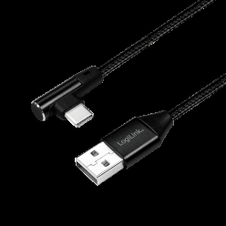 LOGILINK CU0137 LOGILINK - Kabel USB 2.0 kątowy 90  USB-A męski na USB-C męski, 0,3 m