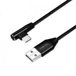 Kabel LOGILINK CU0137 LOGILINK - Kabel USB 2.0 kątowy 90  USB-A męski na USB-C męski, 0,3 m