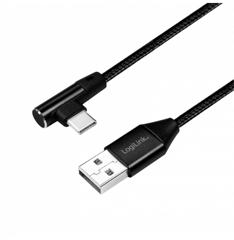 Kabel LOGILINK CU0137 LOGILINK - Kabel USB 2.0 kątowy 90  USB-A męski na USB-C męski, 0,3 m