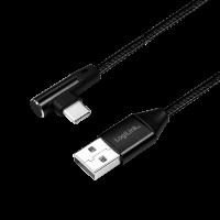Kabel LOGILINK CU0138 LOGILINK - Kabel USB 2.0 kątowy 90  USB-A męski na USB-C męski, 1 m