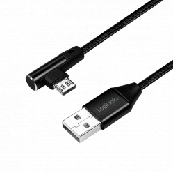 LOGILINK CU0141 LOGILINK - Kabel USB 2.0 kątowy 90  USB-A męski do micro-USB męski 0,3 m