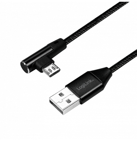 LOGILINK CU0141 LOGILINK - Kabel USB 2.0 kątowy 90  USB-A męski do micro-USB męski 0,3 m