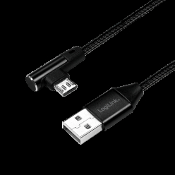 LOGILINK CU0142 LOGILINK - Kabel USB 2.0 kątowy 90  USB-A męski do micro-USB męski 1 m