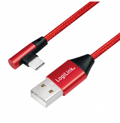 LOGILINK CU0145 LOGILINK - Kabel USB 2.0 kątowy 90  USB-A na męski do USB-C męski, czerwony 0,3m