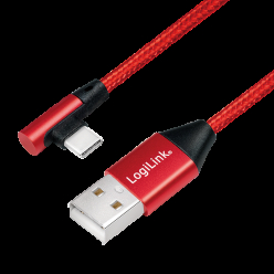 LOGILINK CU0146 LOGILINK - Kabel USB 2.0 kątowy 90  USB-A na męski do USB-C męski, czerwony, 1 m