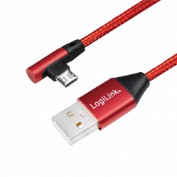 LOGILINK CU0149 LOGILINK - Kabel USB 2.0 kątowy 90  USB-A m do micro-USB m, czerwony 0,3m