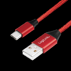 LOGILINK CU0147 LOGILINK - Kabel USB 2.0, USB-A na męski do USB-C męski, czerwony, 0,3 m