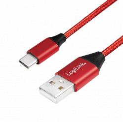 LOGILINK CU0147 LOGILINK - Kabel USB 2.0, USB-A na męski do USB-C męski, czerwony, 0,3 m