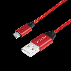 LOGILINK CU0151 LOGILINK - Kabel USB 2.0, USB-A męski do micro-USB męski, czerwony, 0,3 m