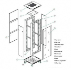 Szafa serwerowa Linkbasic 19 37U 600x1000mm szara (drzwi przednie szklane)