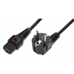 Kabel zasilający ASM IEC-EL249S IEC LOCK 3x1mm2 Typ Schuko kątowy/IEC C13 M/Ż 1m czarny