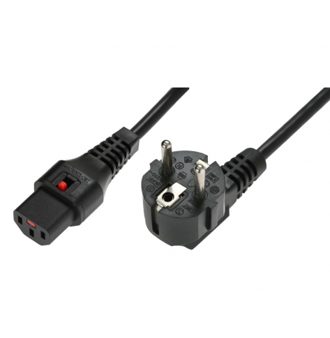 Kabel zasilający ASM IEC-EL249S IEC LOCK 3x1mm2 Typ Schuko kątowy/IEC C13 M/Ż 1m czarny